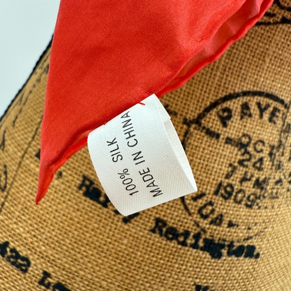 Vintage Floral Silk Scarf Hand Rolled Women's Red Teal Pink Cottage Roses - Picture 3 of 8